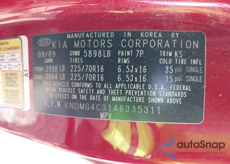 2010 Kia Sedona Lx from USA, damaged, VIN KNDMG4C31A6335311